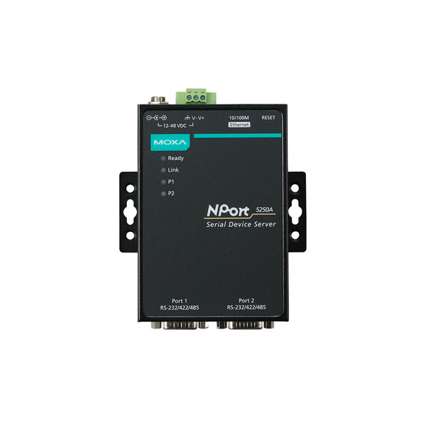 Moxa 2Port Device Server, 10/100M Eth., Rs-232/422/485, Db9 Male, Nport 5250A NPort 5250A